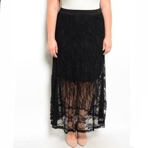 Maude Black Lace Maxi Skirt Sz Large